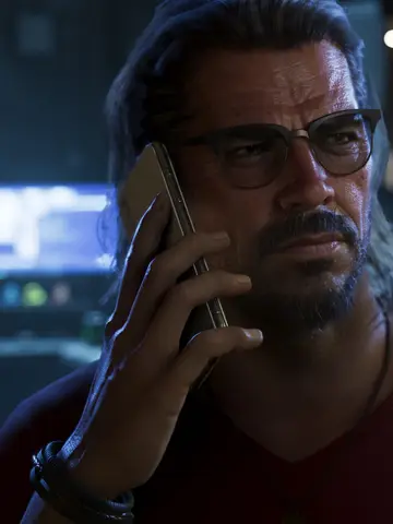 Raul Bautista on a phone call in a dim room